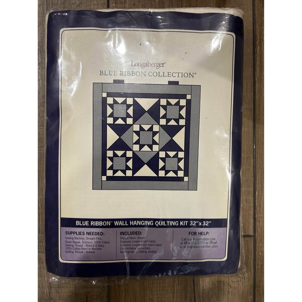 Longaberger Basket Wall Hanging & Pillow Blue Ribbon Quilting Kits NEW